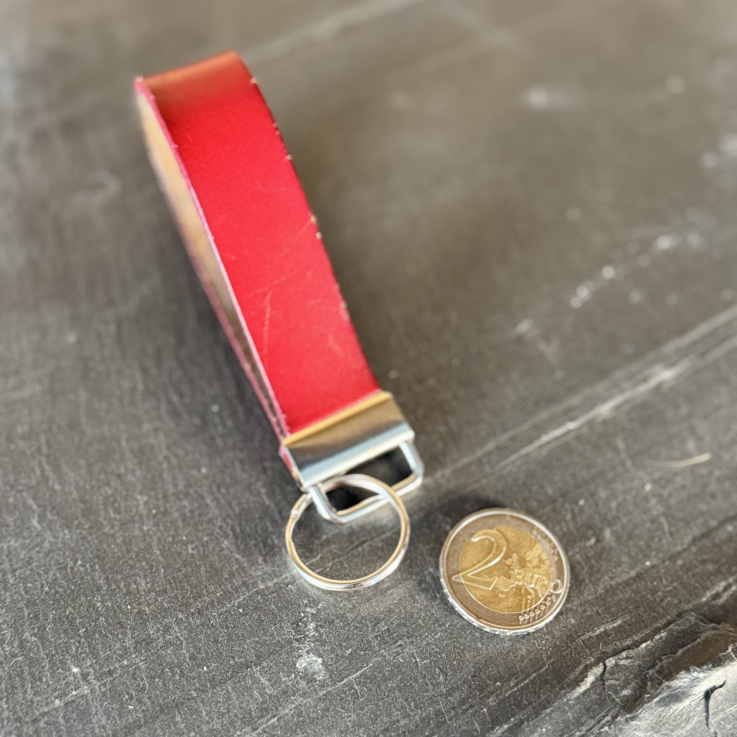 Schlüsselband "Vintage Leder dunkelrot",