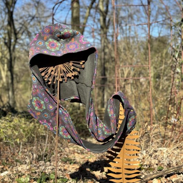 Kapuzenschal - Loop-Schal mit Kapuze, mit Blumenmuster