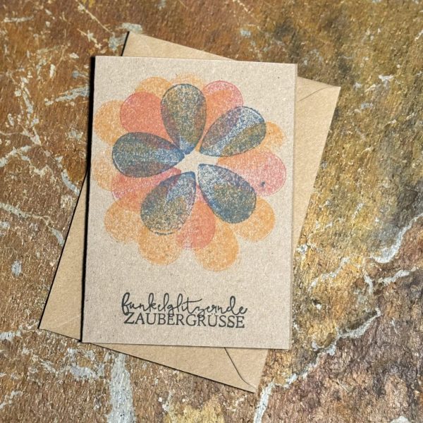 Grußkarte "Funkelglitzernde Zaubergrüße & Blume"
