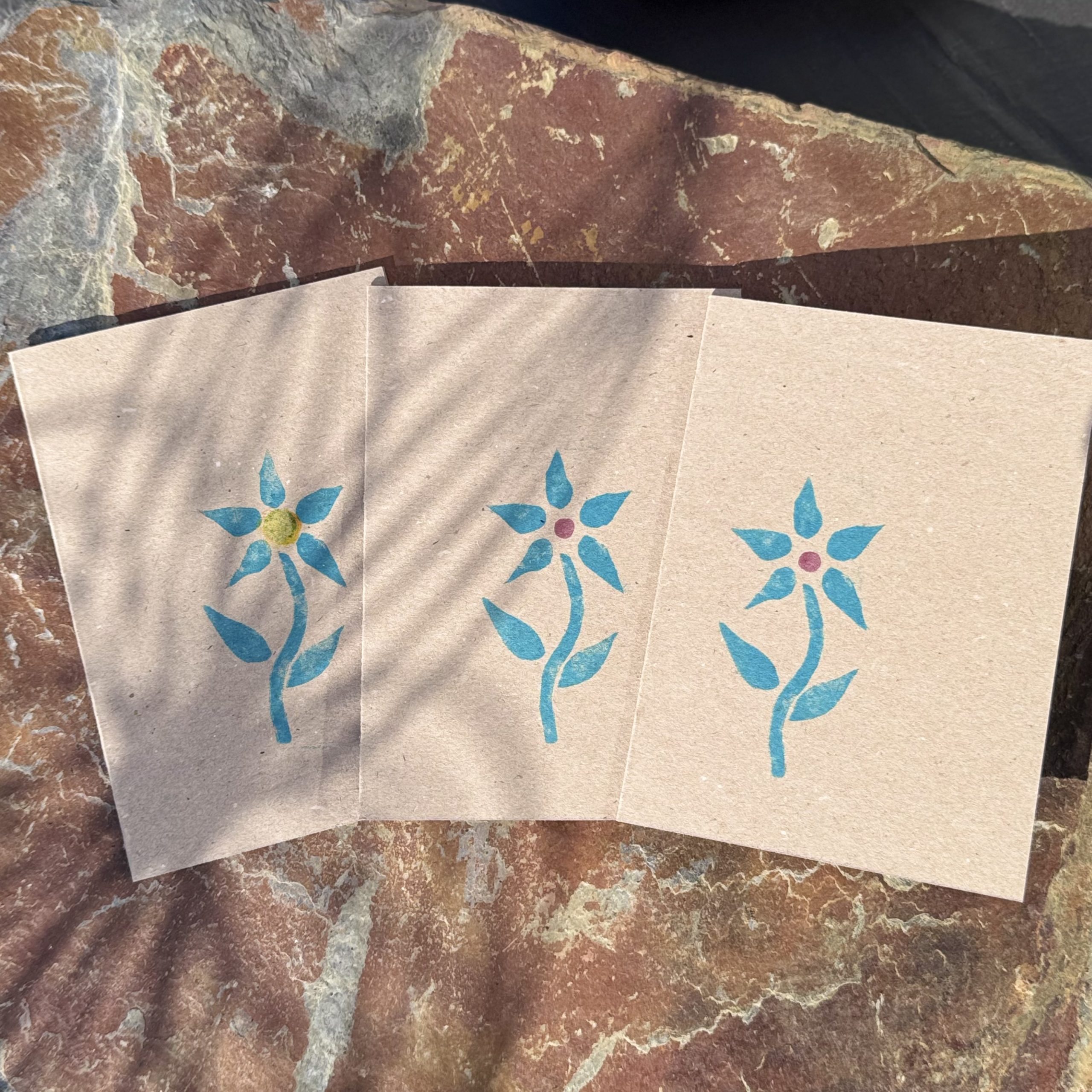 Grußkarte "Blume (blau)"
