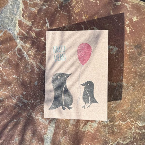 Grußkarte "Pinguin - Herzlichen Glückwunsch"
