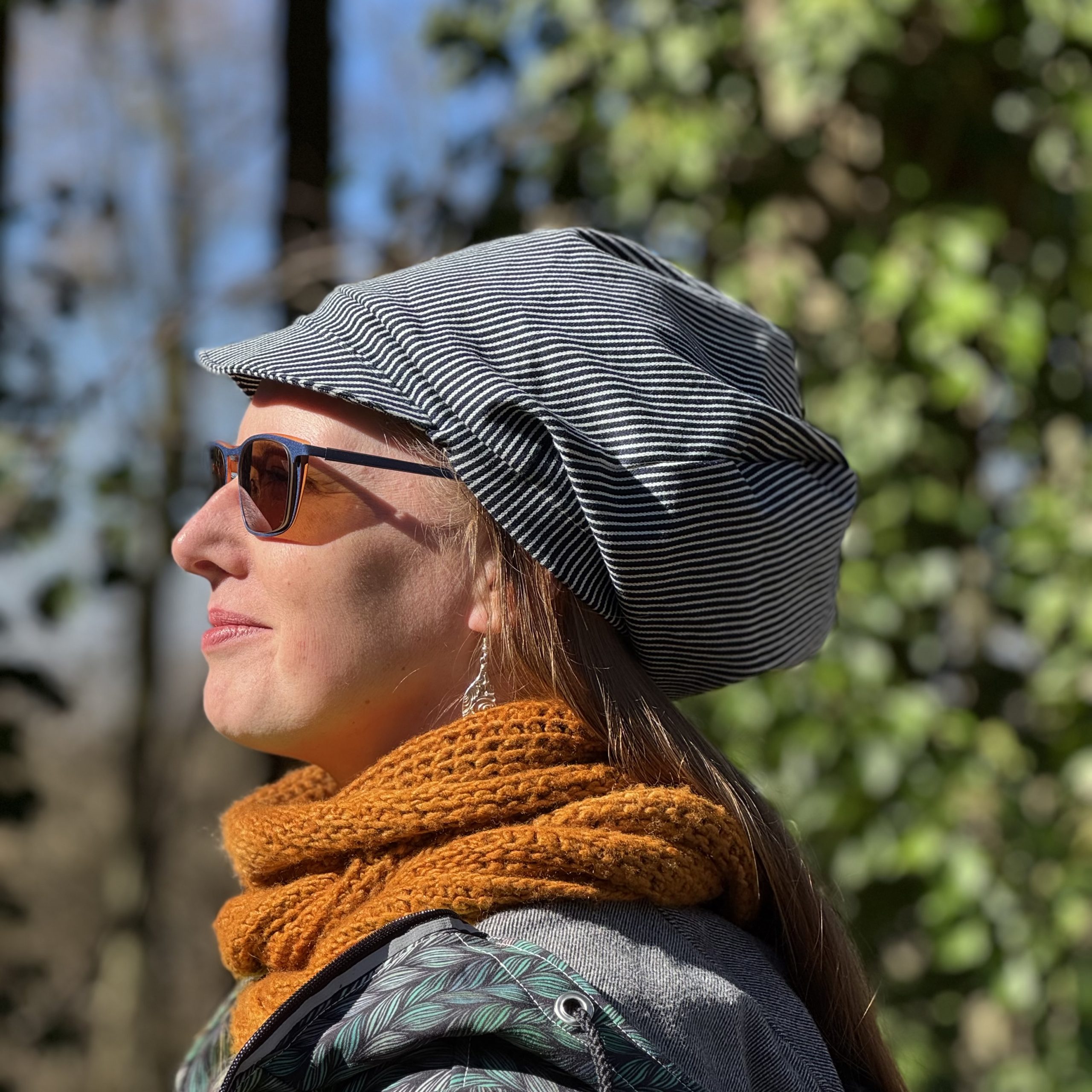 Schirmbeanie aus gestreiftem Denim_009 @StitchWeaveSmile