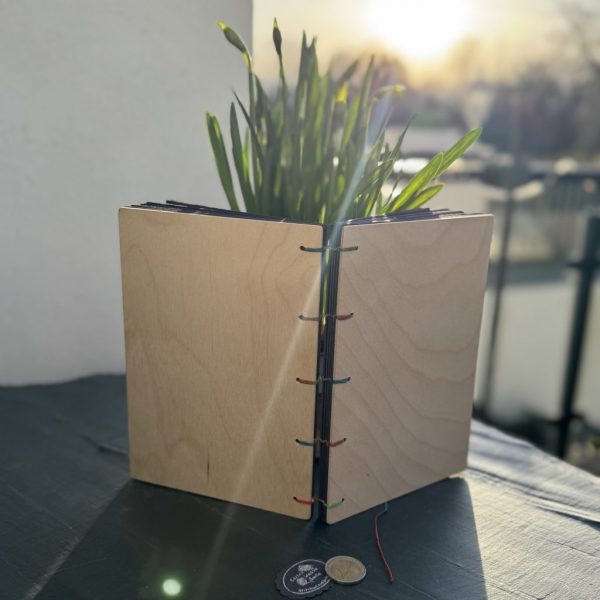 Notizbuch DIN A5 mit Buchdeckel aus Holz