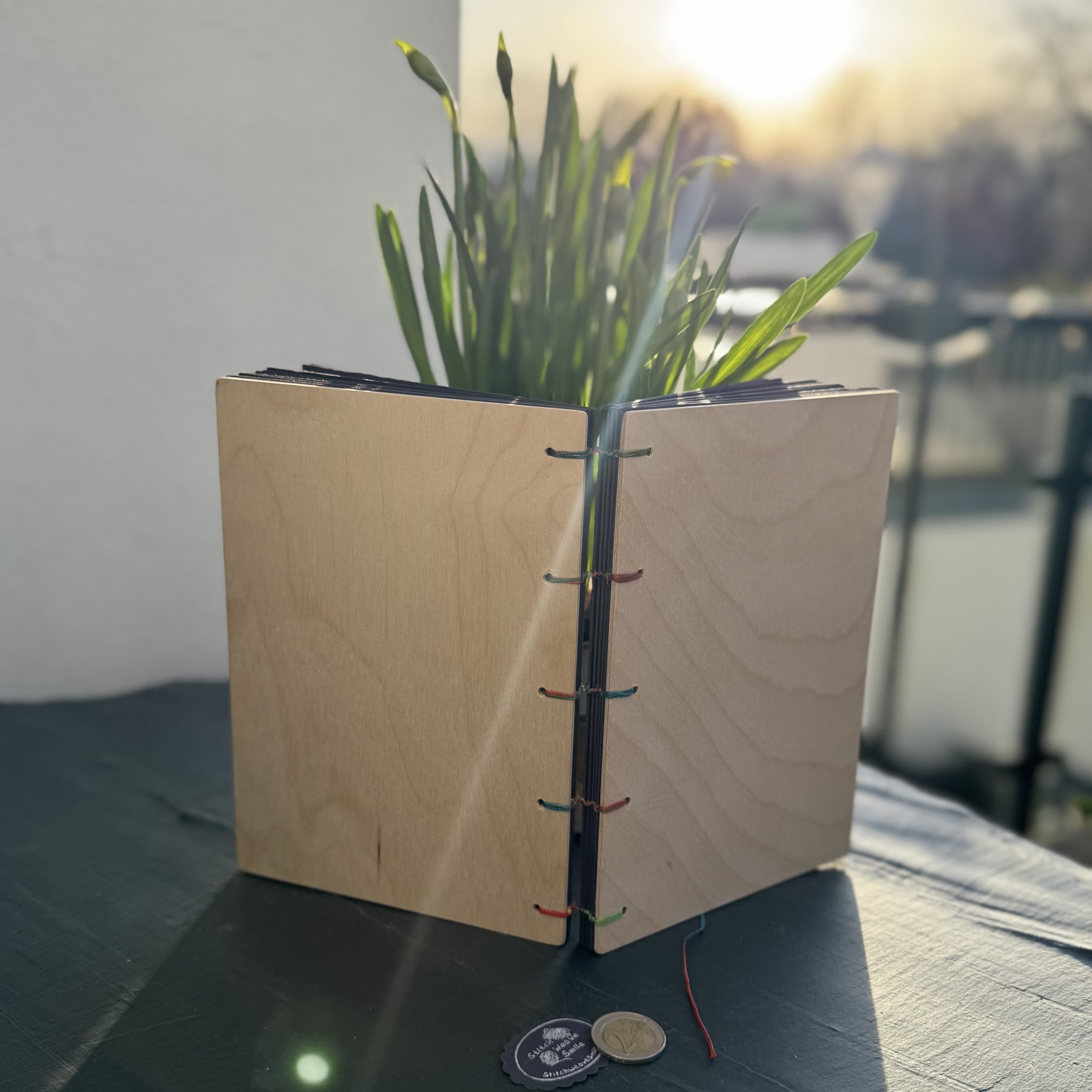 Notizbuch DIN A5 mit Buchdeckel aus Holz