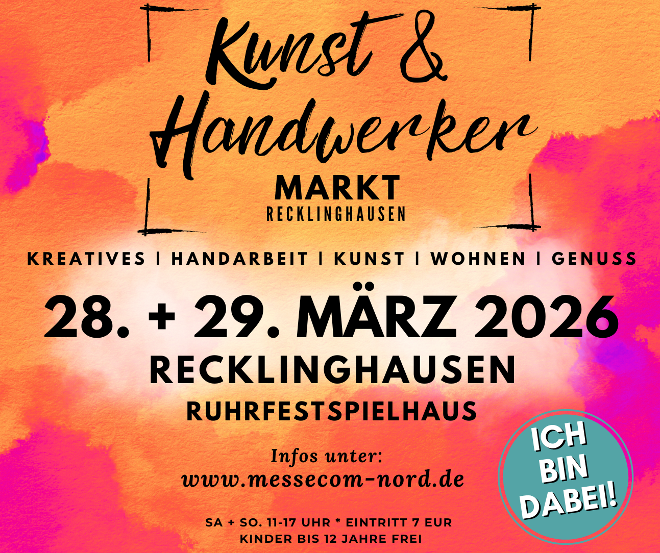 Flyer Kunst- und Handwerkermarkt Recklinghausen 28./29.3.2026