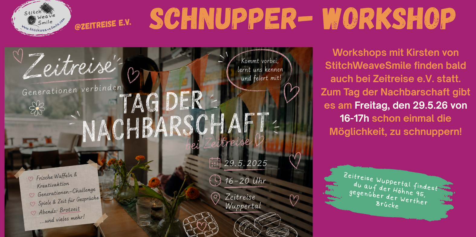 2026-05-28 StitchWeaveSmile @ Zeitreise e.V. Beitrag